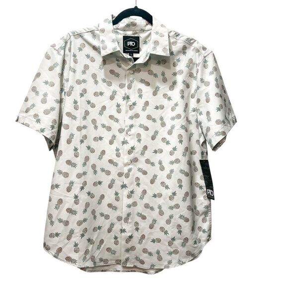 NWT! PTO Engineered For The Weekend Pineapple Print Green Button Up Shirt Size L - Picture 1 of 4